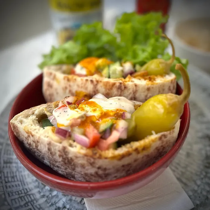 Filled pita with salad